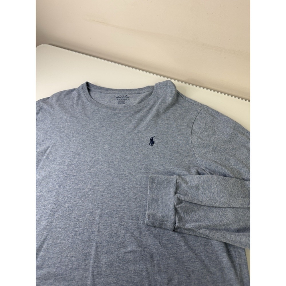 Mens Polo Ralph Lauren Blue Long Sleeve Custom Fit T-Shirt Size XL Pony Logo